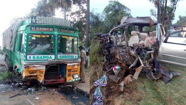 ಇನೋವಾ ಮತ್ತು ಲಾರಿ ನಡುವೆ ಡಿಕ್ಕಿ- ಅಪಘಾತ 7 ಮಂದಿ ದುರ್ಮರಣ