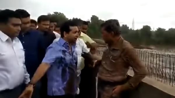 ಕಳಪೆ ಕಾಮಗಾರಿ ಮಾಡಿದ ಎಂಜಿನಿಯರ್ ಮೇಲೆ ಕೆಸರು ಸುರಿದ ಶಾಸಕ