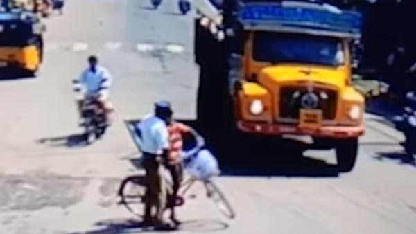 ಯಮರೂಪಿ ಟ್ರಕ್ನಿಂದ ಬಾಲಕನ ಪ್ರಾಣ ಉಳಿಸಿದ ಪೊಲೀಸಪ್ಪ..!