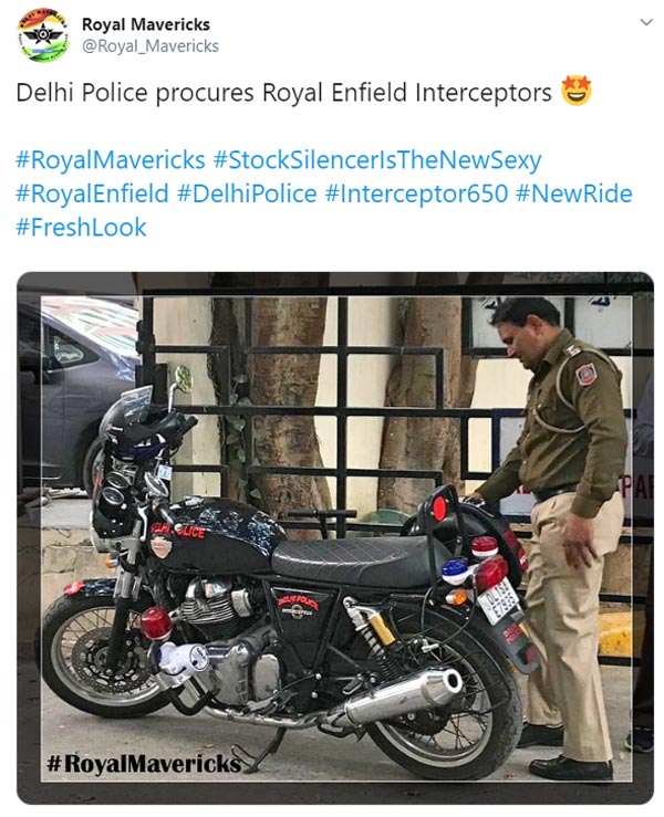 ದೆಹಲಿ ಪೊಲೀಸರಿಗೆ ಗಸ್ತು ತಿರುಗಲು ಜೊತೆಯಾದ ರಾಯಲ್ ಎನ್ಫೀಲ್ಡ್ ಬೈಕ್ಗಳು