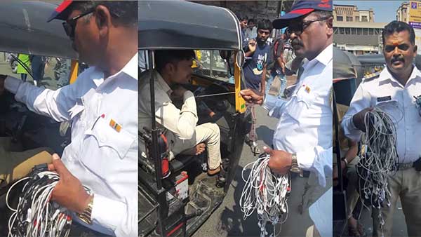 ಹೆಡ್ಫೋನ್ ಬಳಸುತ್ತಿದ್ದ ಆಟೋ ಚಾಲಕರಿಗೆ ಶಾಕ್ ಕೊಟ್ಟ ಟ್ರಾಫಿಕ್ ಪೊಲೀಸರು..!