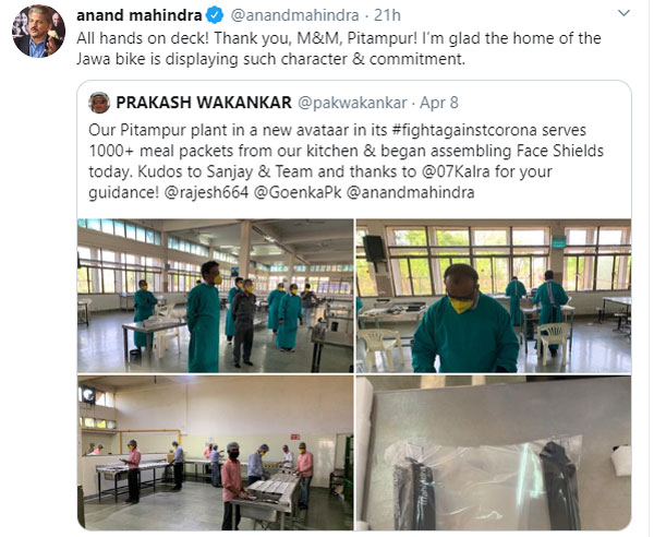 ಕರೋನಾ ವೈರಸ್ ವಿರುದ್ಧ ಹೋರಾಟಕ್ಕಾಗಿ ಕೈಜೋಡಿಸಿದ ಜಾವಾ ಮೋಟಾರ್ಸೈಕಲ್