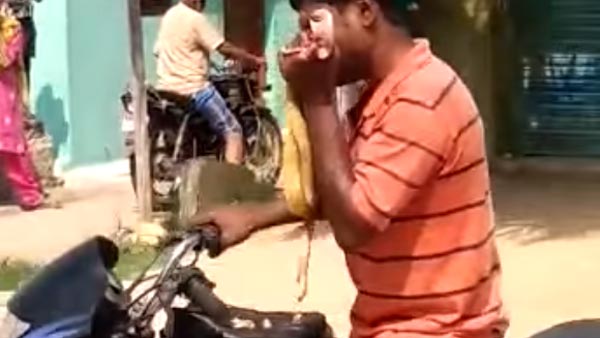 ಎಣ್ಣೆ ಮತ್ತಿನಲ್ಲಿ ಸ್ನ್ಯಾಕ್ಸ್ ಬದಲು ಸ್ನೇಕ್ ತಿಂದ ಭೂಪ..!