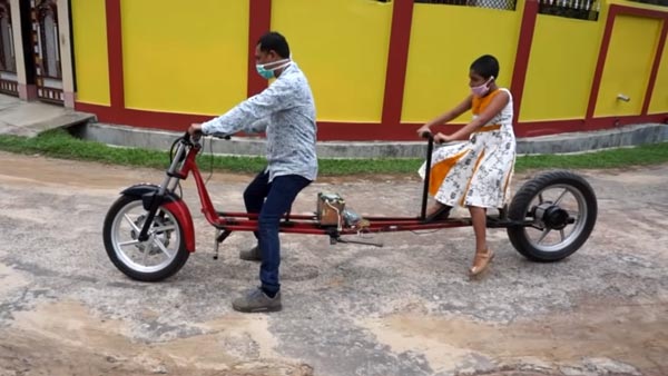 ಮಗಳಿಗಾಗಿ ಸಾಮಾಜಿಕ ಅಂತರದ ವಾಹನ ತಯಾರಿಸಿದ ಮೆಕಾನಿಕ್