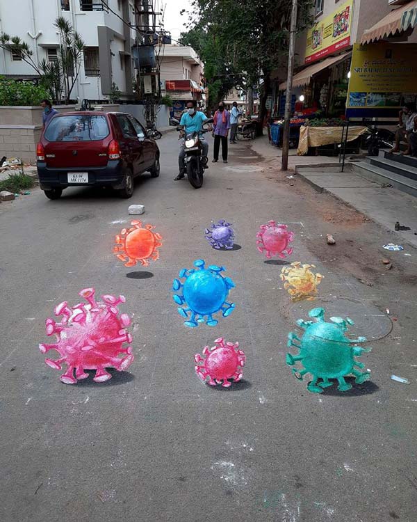 ಕರೋನಾ ವೈರಸ್ ಕುರಿತು ವಿಶೇಷ ಜಾಗೃತಿ ಮೂಡಿಸಿದ ಕಲಾವಿದ ಬಾದಲ್ ನಂಜುಂಡಸ್ವಾಮಿ