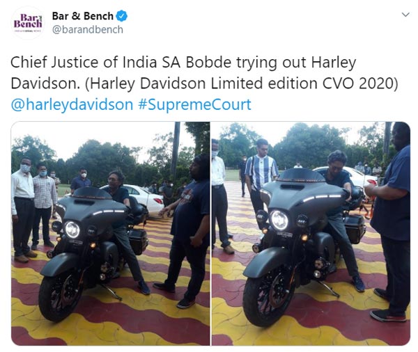 ಐಷಾರಾಮಿ ಬೈಕಿನಲ್ಲಿ ಕಾಣಿಸಿಕೊಂಡು ಇತಿಹಾಸ ಸೃಷ್ಟಿಸಿದ ಸಿಜೆಐ