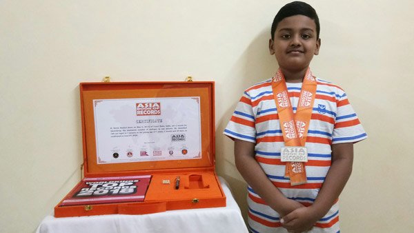 ಅಪರೂಪದ ವಿಶ್ವ ದಾಖಲೆ ನಿರ್ಮಿಸಿದ ಏಳು ವರ್ಷದ ಬಾಲಕ
