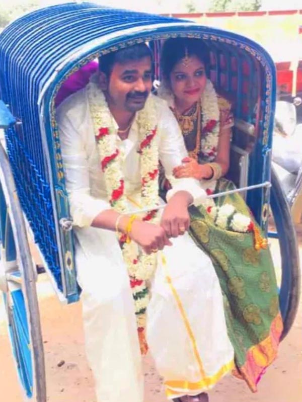 ಮದುವೆ ಮೆರವಣಿಗೆಗೆ ಎತ್ತಿನ ಗಾಡಿ ಬಳಸಿದ ನವ ದಂಪತಿ