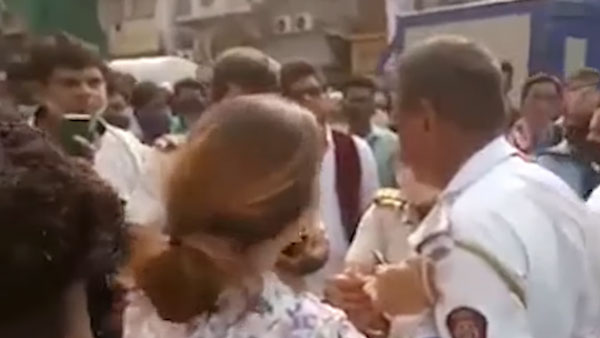 ಅವಾಚ್ಯ ಶಬ್ದ ಬಳಸಿದ ಟ್ರಾಫಿಕ್ ಪೊಲೀಸ್ ಕಪಾಳಕ್ಕೆ ಬಾರಿಸಿದ ಮಹಿಳೆ
