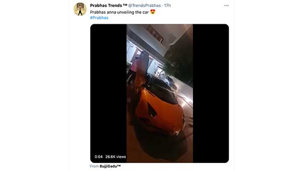 ರೂ.6 ಕೋಟಿ ಬೆಲೆಯ ಐಷಾರಾಮಿ ಲ್ಯಾಂಬೊರ್ಗಿನಿ ಕಾರು ಖರೀದಿಸಿದ ಬಾಹುಬಲಿ ನಟ ಪ್ರಭಾಸ್