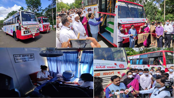 ಮೊಬೈಲ್ ಲಸಿಕಾ ಕೇಂದ್ರಗಳಾಗಿ ಬದಲಾದ ಎನ್ಇಕೆಆರ್ಟಿಸಿ ಬಸ್ಸುಗಳು