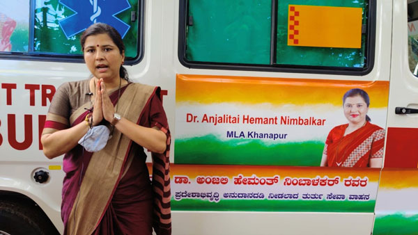 ಆ್ಯಂಬುಲೆನ್ಸ್ ಚಲಾಯಿಸಿ ಗಮನ ಸೆಳೆದ ಖಾನಾಪುರ ಶಾಸಕಿ ಅಂಜಲಿ ನಿಂಬಾಳ್ಕರ್