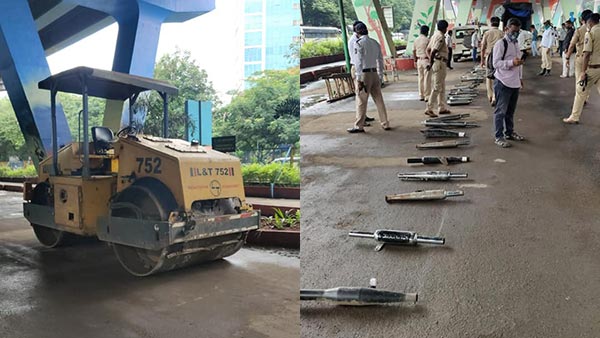ರೋಡ್ ರೋಲರ್'ನಿಂದ ಪುಡಿ ಪುಡಿಯಾದ ಮಾಡಿಫೈಗೊಂಡ ಸೈಲೆನ್ಸರ್ಗಳು