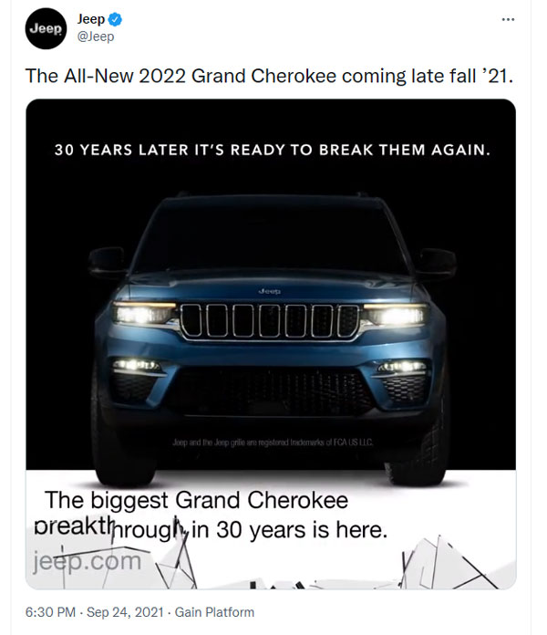 ಬಹುನಿರೀಕ್ಷಿತ 2022ರ Jeep Grand Cherokee ಎಸ್ಯುವಿಯ ಟೀಸರ್ ಬಿಡುಗಡೆ