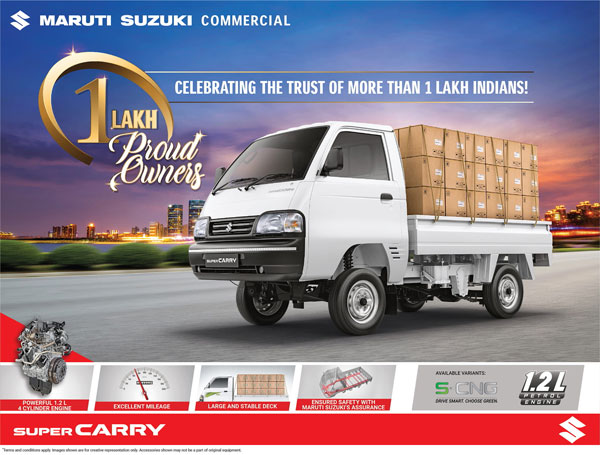1 ಲಕ್ಷ ಮಾರಾಟದ ಗಡಿ ದಾಟಿ ಹೊಸ ಮೈಲಿಗಲ್ಲು ಸಾಧಿಸಿದ Maruti Super Carry