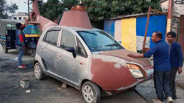 ಟಾಟಾ ನ್ಯಾನೋ ಕಾರನ್ನು ಹೆಲಿಕಾಪ್ಟರ್ನಂತೆ ಮಾರ್ಪಾಡು ಮಾಡಿ ಬಾಡಿಗೆಗೆ ನೀಡಿ ಹಣ ಗಳಿಸುವ ಮೆಕಾನಿಕ್