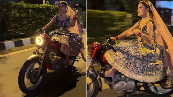 ವರನನ್ನು ಇಂಪ್ರೆಸ್ ಮಾಡಲು ಮದುವೆ ಮನೆಗೆ ಬುಲ್ಲೆಟ್ ಓಡಿಸಿಕೊಂಡು ಬಂದ ವಧು